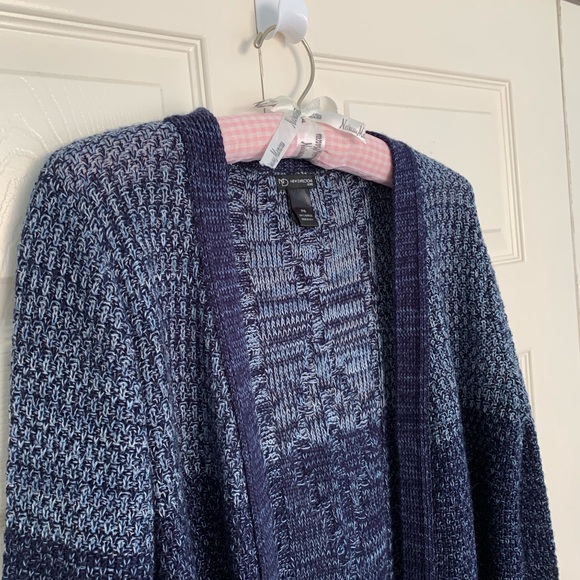 New Directions Petite Blue Color Blocked Cardigan - Picture 3 of 11